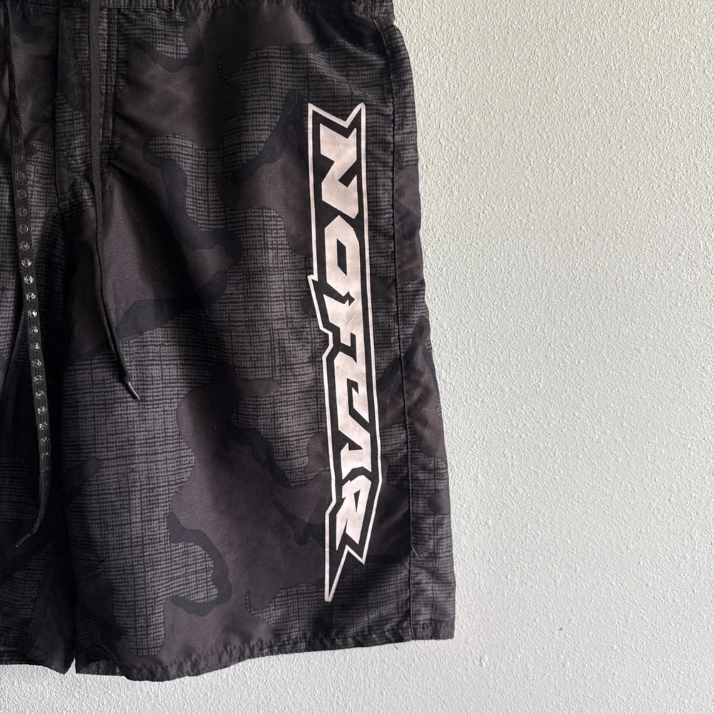 Vintage No Fear Board Shorts‎ Mens Large Black Camo Mesh Lined Beach Y2K Pocket